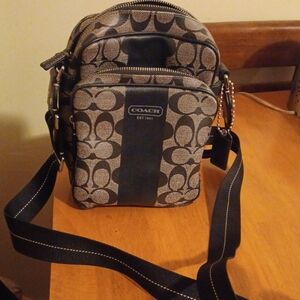 Coach Signature Black and Tan Messenger Bag